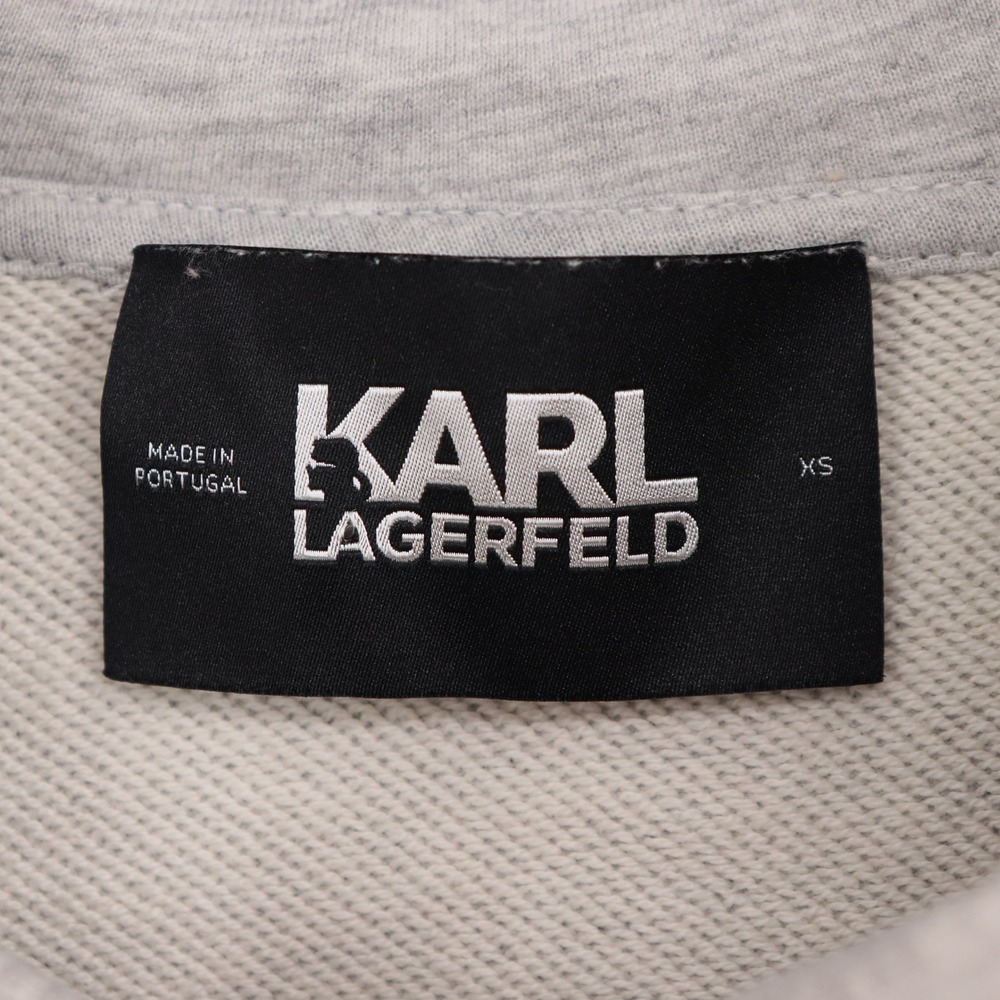 Karl Lagerfeld Women's Size XS Gray Hoodie Sweatshirt Ruffle Trim Casual - Picture 4 of 5